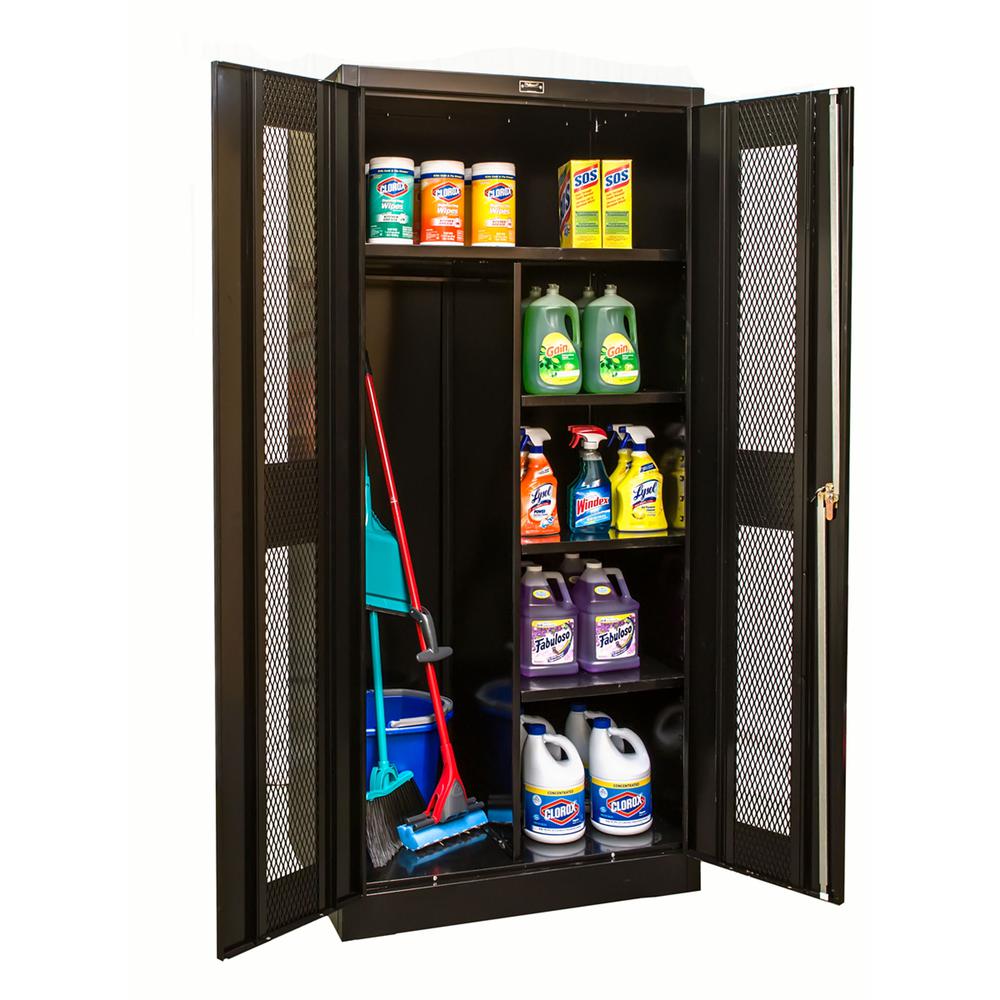 800 Series Stationary Combination Cabinet, 48"W  x 18"D x 78"H, 708 Midnight Ebony, Single Tier, Double Ventilated Door, 1-Wide, Assembled. Picture 1