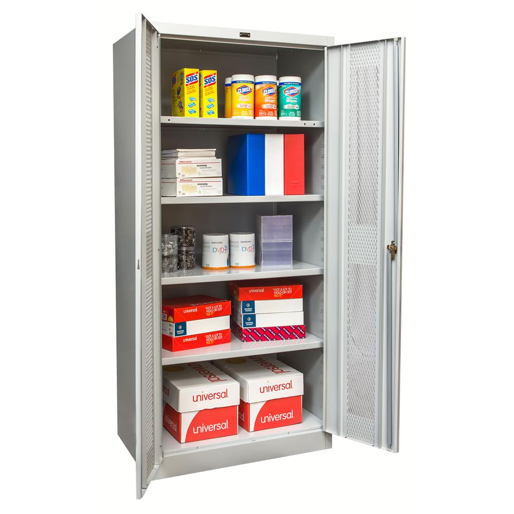 800 Series Stationary Storage Cabinet, 48"W  x 24"D x 78"H, 711 Light Gray - Antimicrobial, Single Tier, Double Ventilated Door, 1-Wide, Assembled. Picture 1