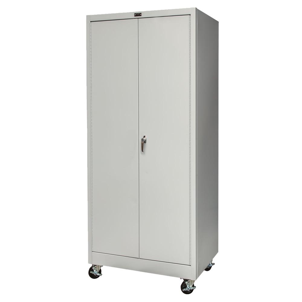 800 Series Mobile Storage Cabinet, 36"W  x 24"D x 78"H, 711 Light Gray - Antimicrobial, Single Tier, Double Solid Door, 1-Wide, Knock-down. Picture 3