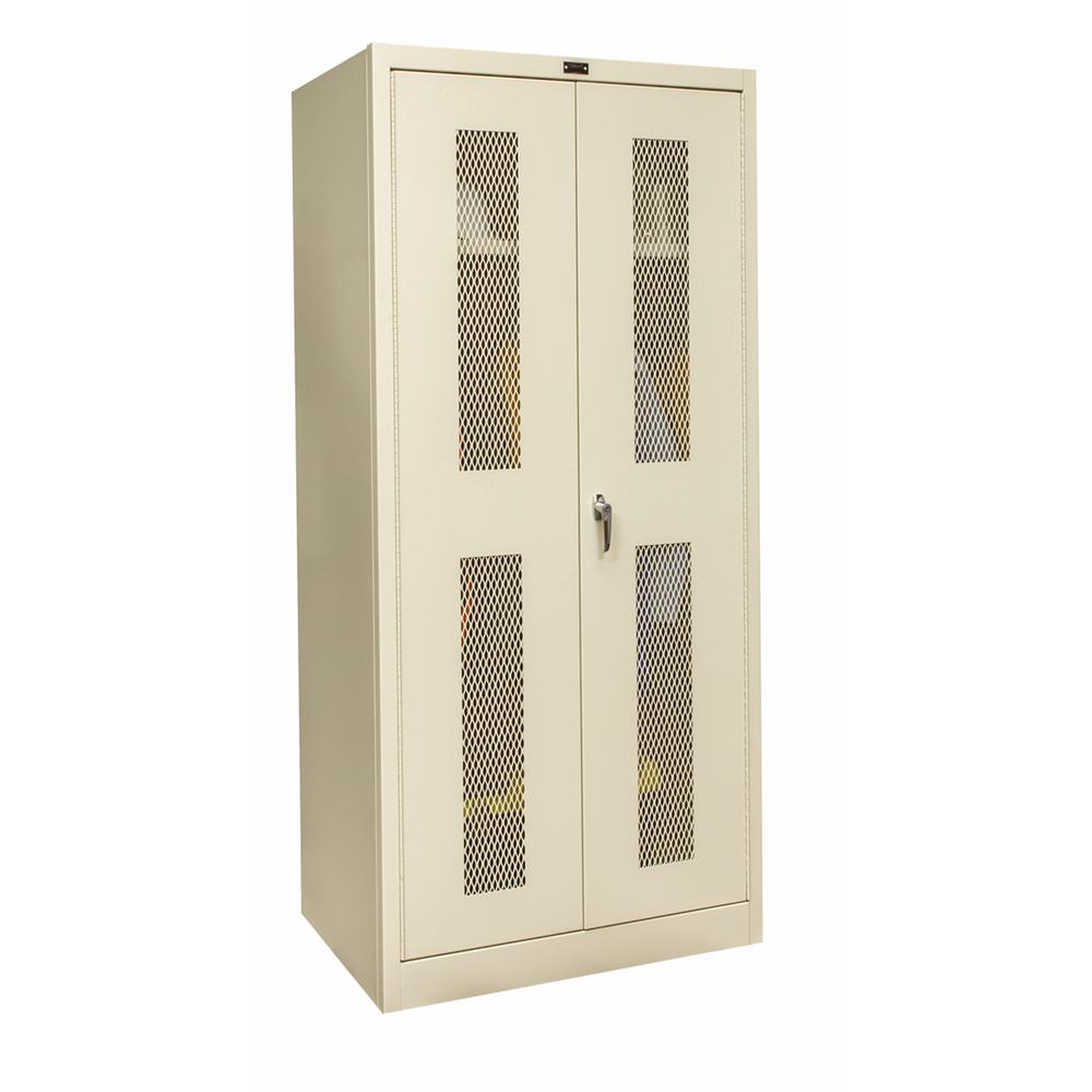 800 Series Stationary Wardrobe Cabinet, 36"W  x 18"D x 78"H, 729 Tan, Single Tier, Double Ventilated Door, 1-Wide, Knock-down. Picture 2