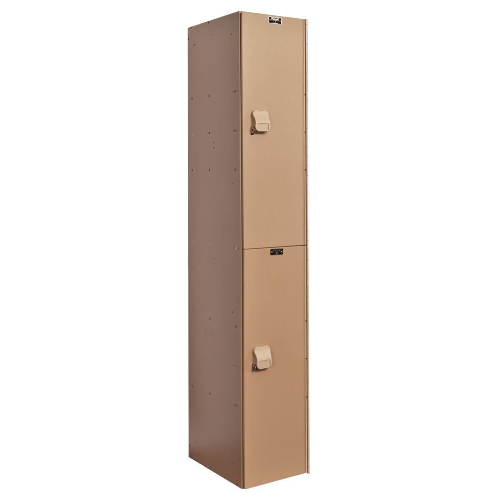 AquaMax Plastic Locker, Taupe Body and Doors, Double Tier, 1-Wide, Assembled. Picture 1