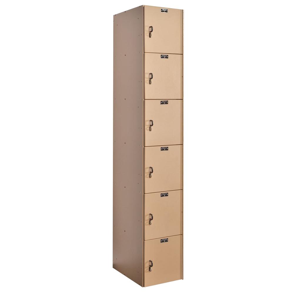 AquaMax Plastic Locker, Taupe Body and Doors, Six Tier, 1-Wide, Assembled. Picture 1
