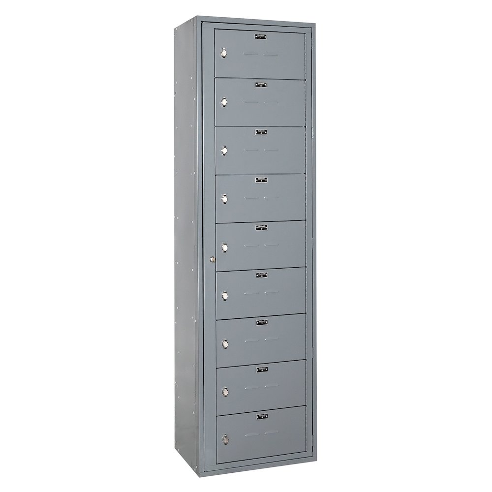 Hallowell Uniform Exchange Locker, 725 Dark Gray, 9-Person, 1-Wide, Assembled. Picture 1