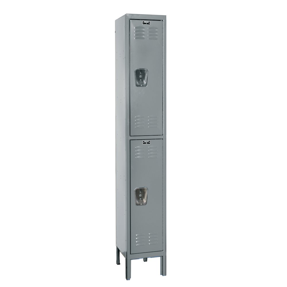Hallowell Premium Locker, 725 Dark Gray, Double Tier, 1-Wide, Assembled. Picture 1