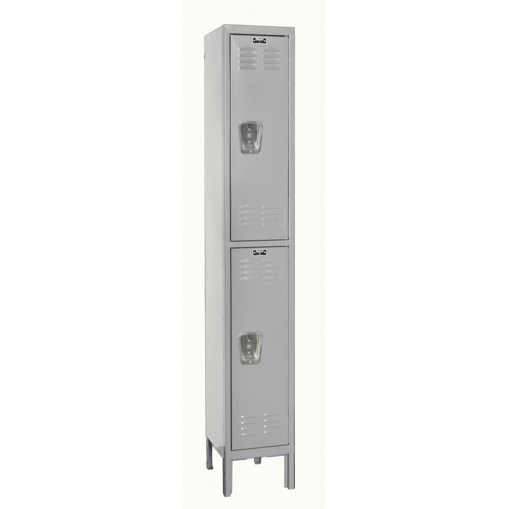 Hallowell Premium Locker, 711 Light Gray, Double Tier, 1-Wide, Knock-Down. Picture 1