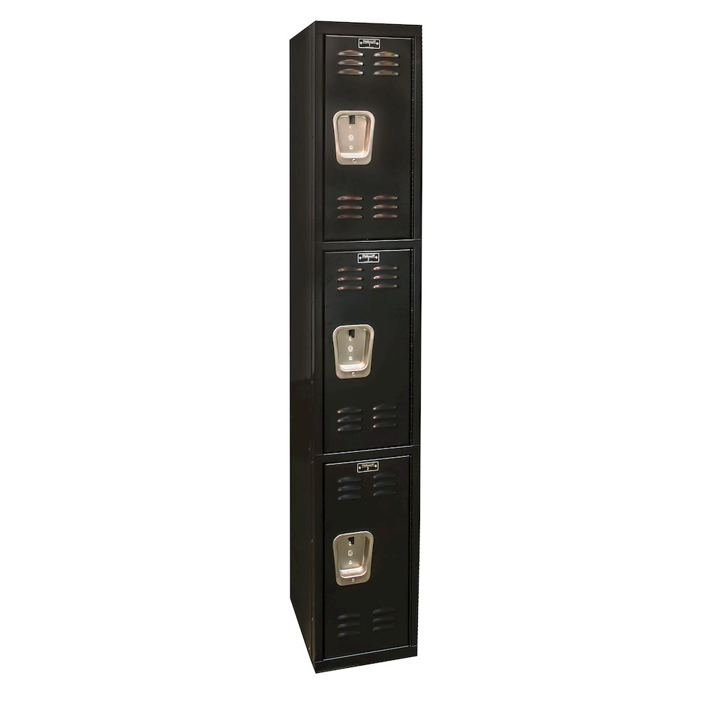 Black Tie Locker, 708 Midnight Ebony, Triple Tier, 1-Wide, Knock-Down. Picture 1