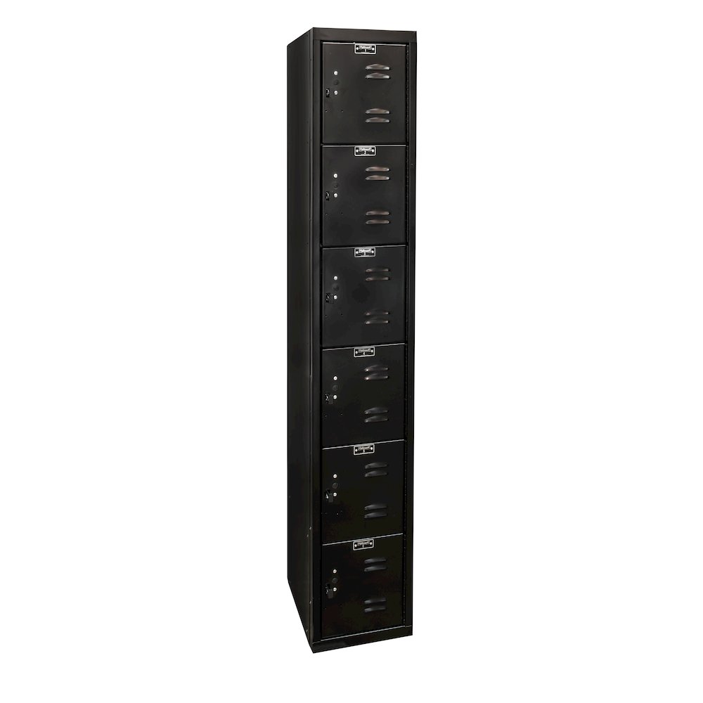 Black Tie Locker, 708 Midnight Ebony, Six Tier, 1-Wide, Assembled. Picture 1
