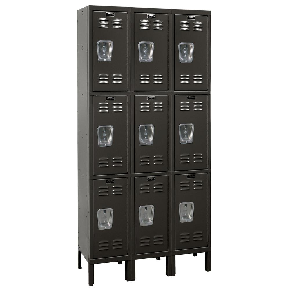 Hallowell Premium Locker, 708 Black, Triple Tier, 3-Wide, Knock-Down. Picture 1