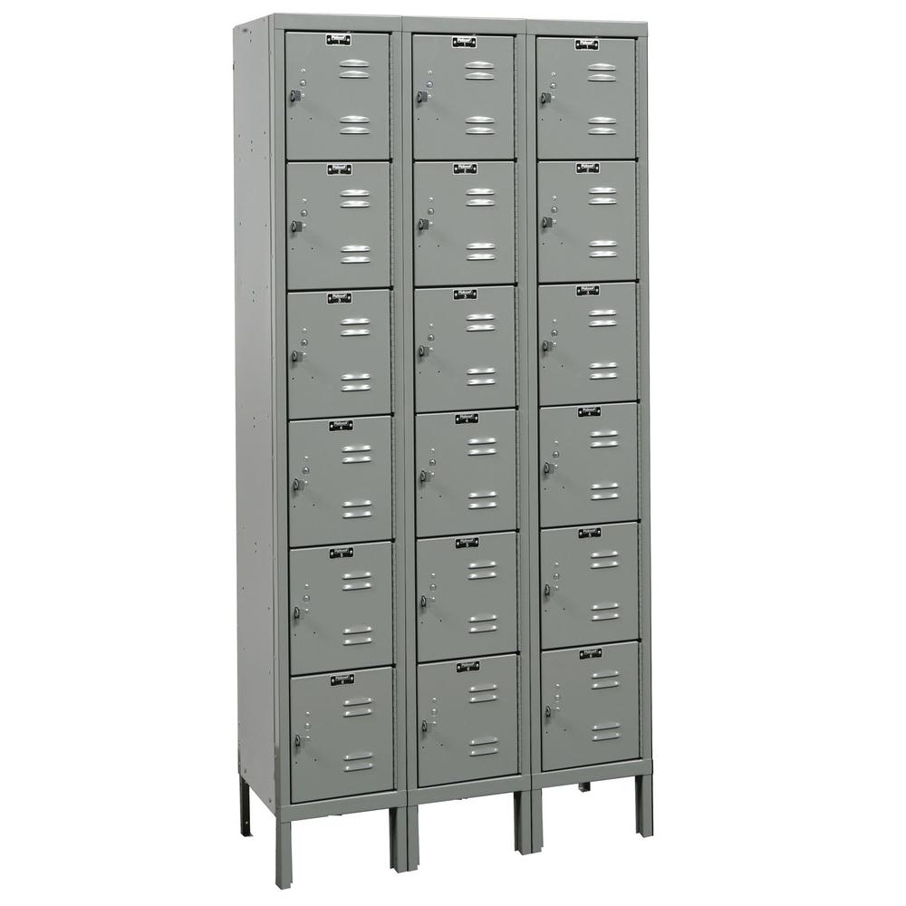 Hallowell Premium Locker, 725 Dark Gray, 6-Tier, 3-Wide, Knock-Down. Picture 1