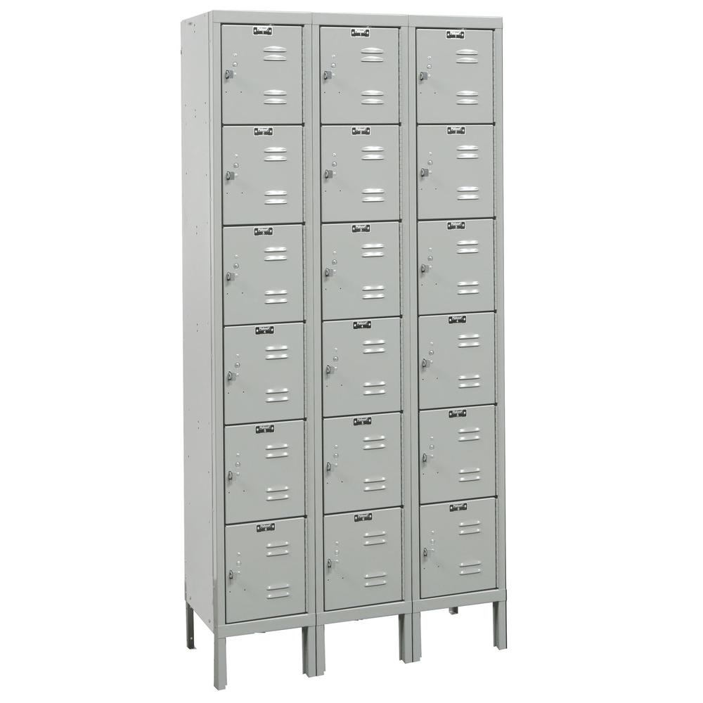 Hallowell Premium Locker, 711 Light Gray, 6-Tier, 3-Wide, Knock-Down. Picture 1