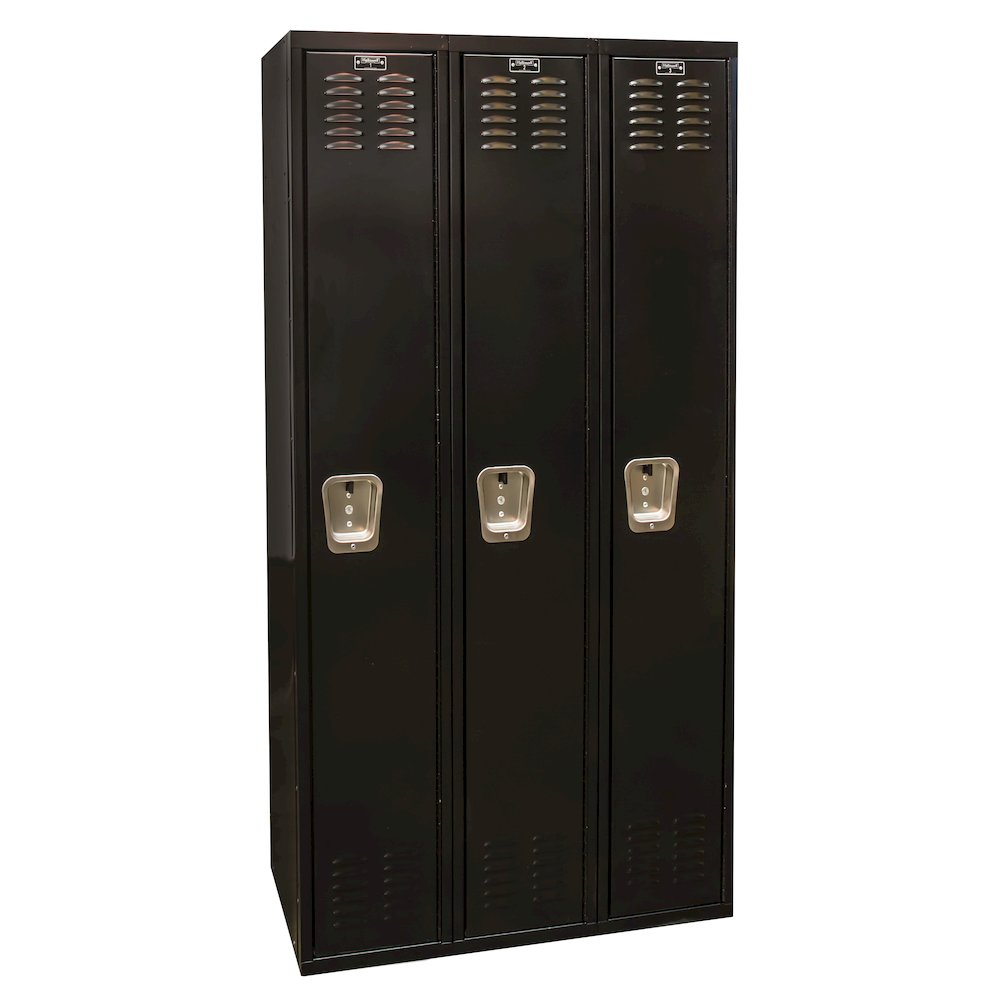 Black Tie Locker, 708 Midnight Ebony, Single Tier, 3-Wide, Knock-Down. Picture 1