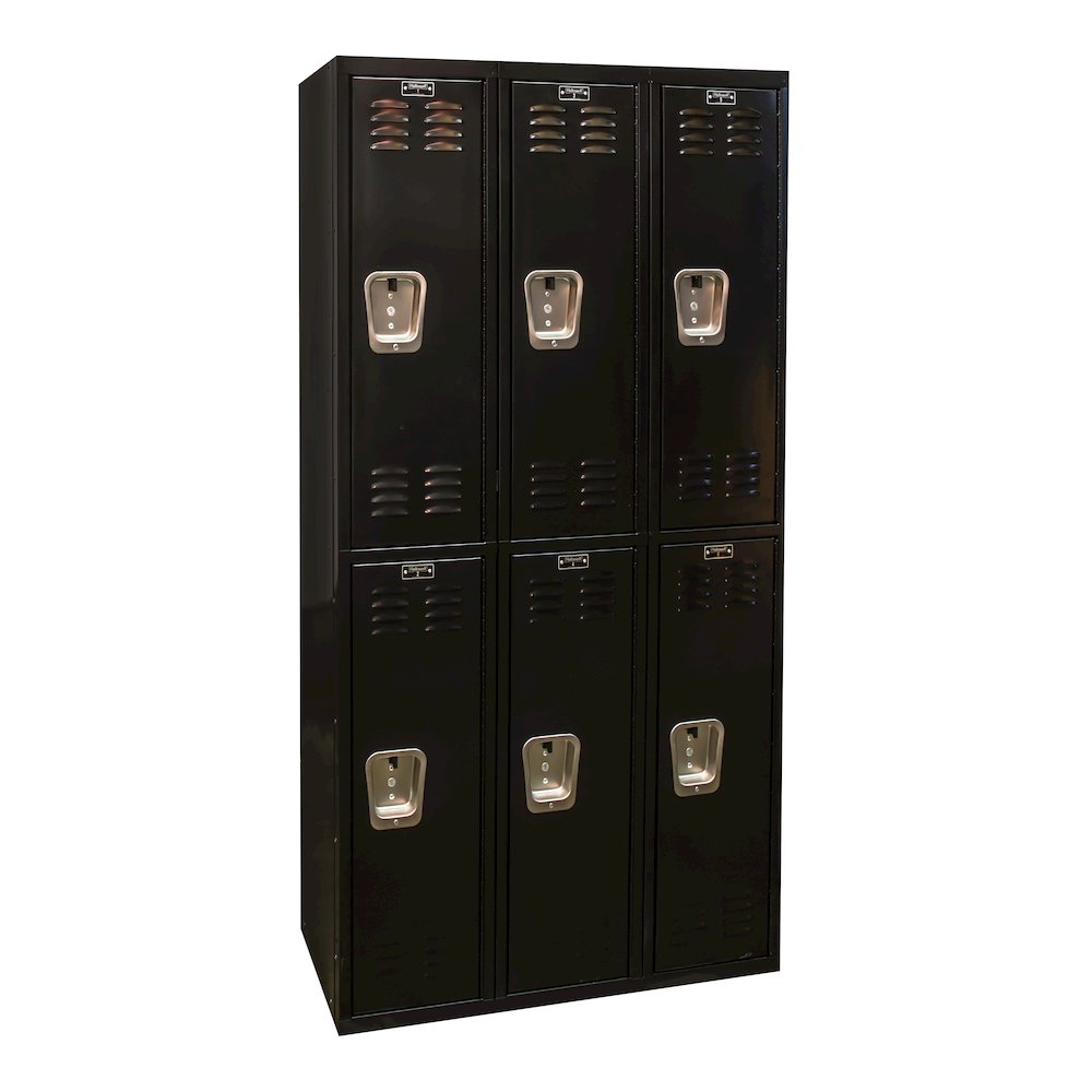 Black Tie Locker, 708 Midnight Ebony, Double Tier, 3-Wide, Assembled. Picture 1