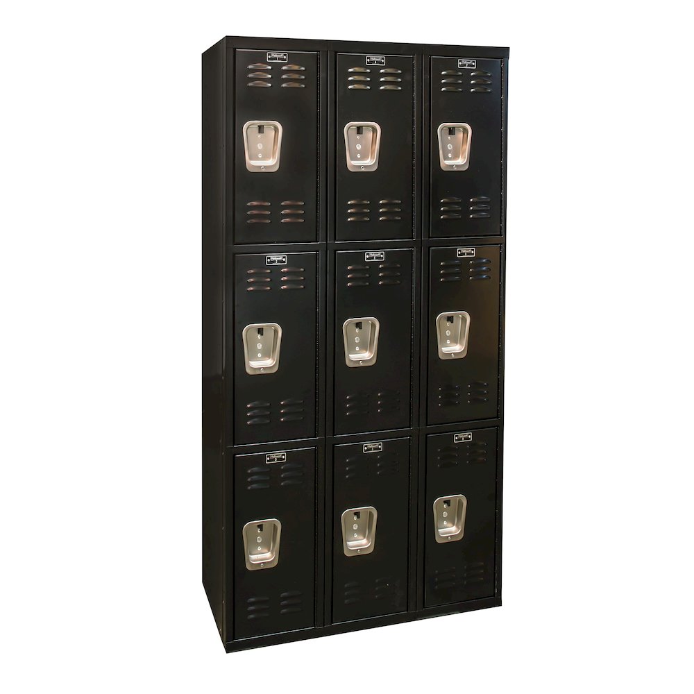 Black Tie Locker, 708 Midnight Ebony, Triple Tier, 3-Wide, Assembled. Picture 1