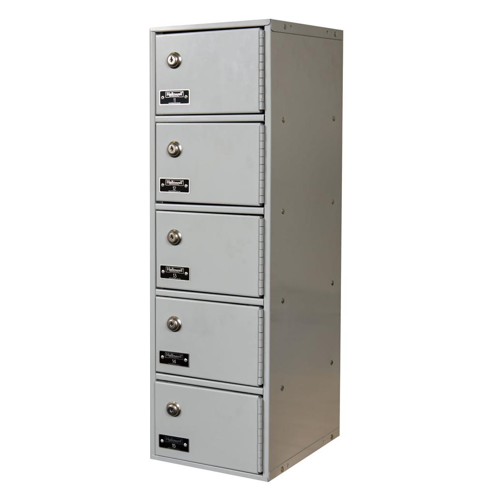 Hallowell Cell Phone/Tablet Locker, 711 Light Gray, 5-Tier, 1-Wide, Assembled. Picture 1