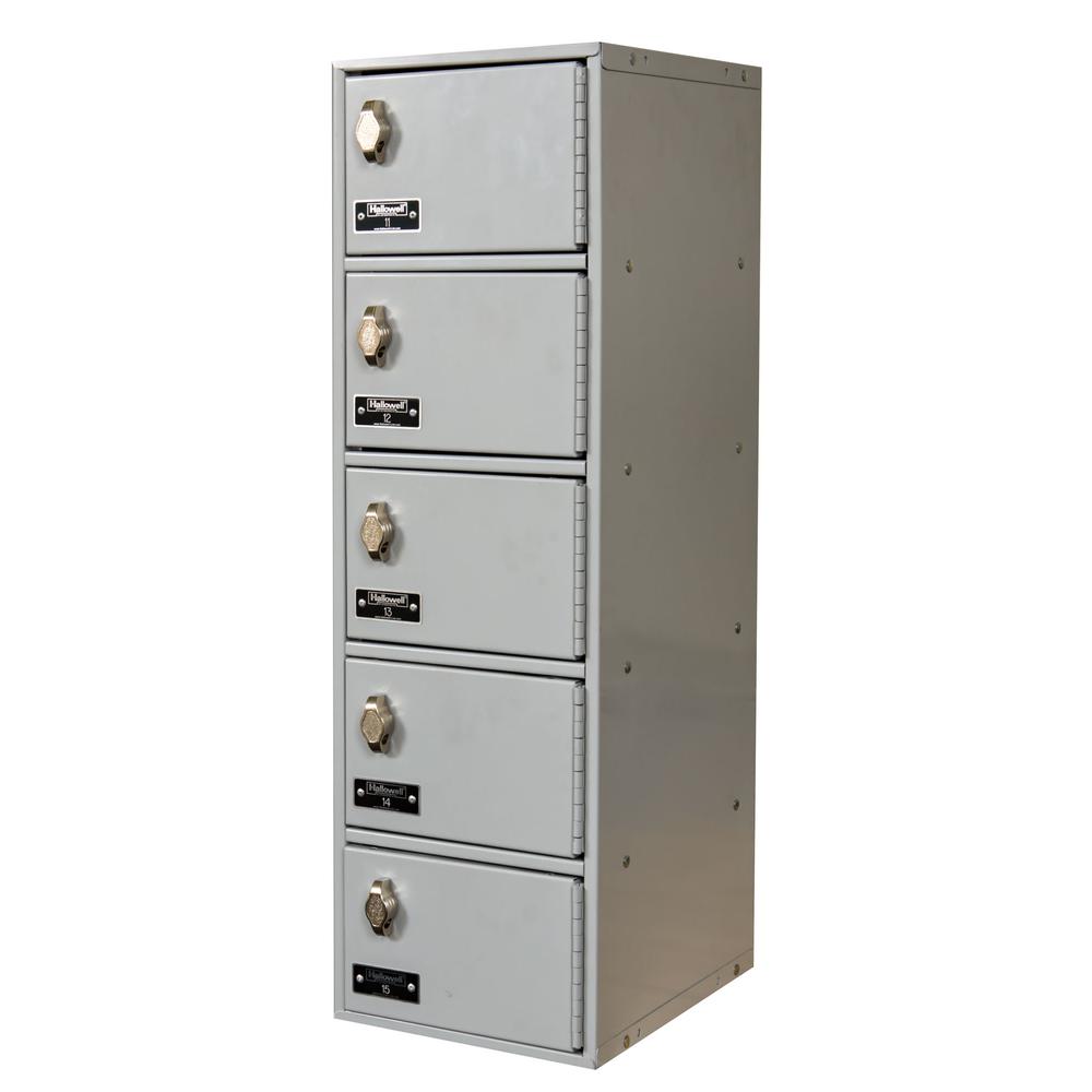 Hallowell Cell Phone/Tablet Locker, 711 Light Gray, 5-Tier, 1-Wide, Assembled. Picture 1