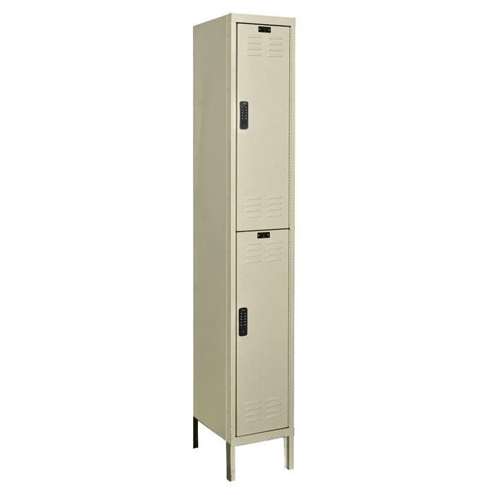 Hallowell DigiTech Electronic Locker, 729 Tan, Double Tier, 1-Wide, Knock-Down. Picture 1