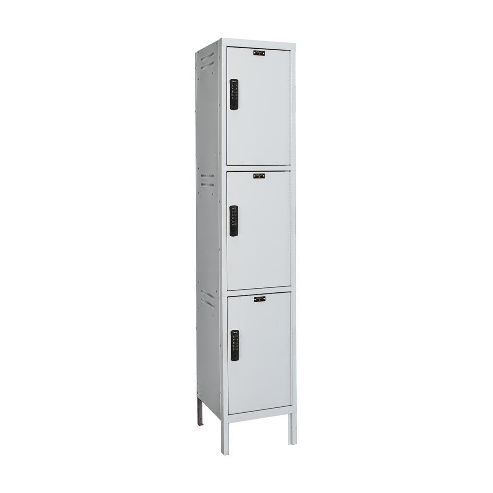 Hallowell Laptop/Backpack Locker, 711 Light Gray, 3-Tier, 1-Wide, Knock-Down. Picture 1