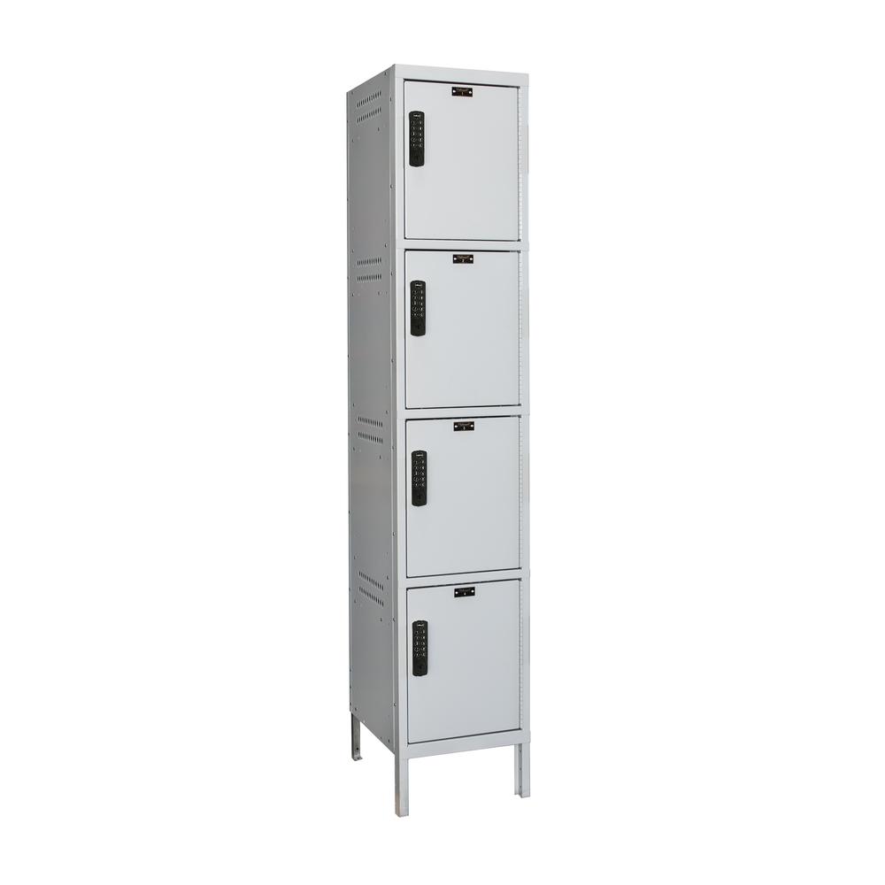 Hallowell Laptop/Backpack Locker, 711 Light Gray, 4-Tier, 1-Wide, Knock-Down. Picture 1