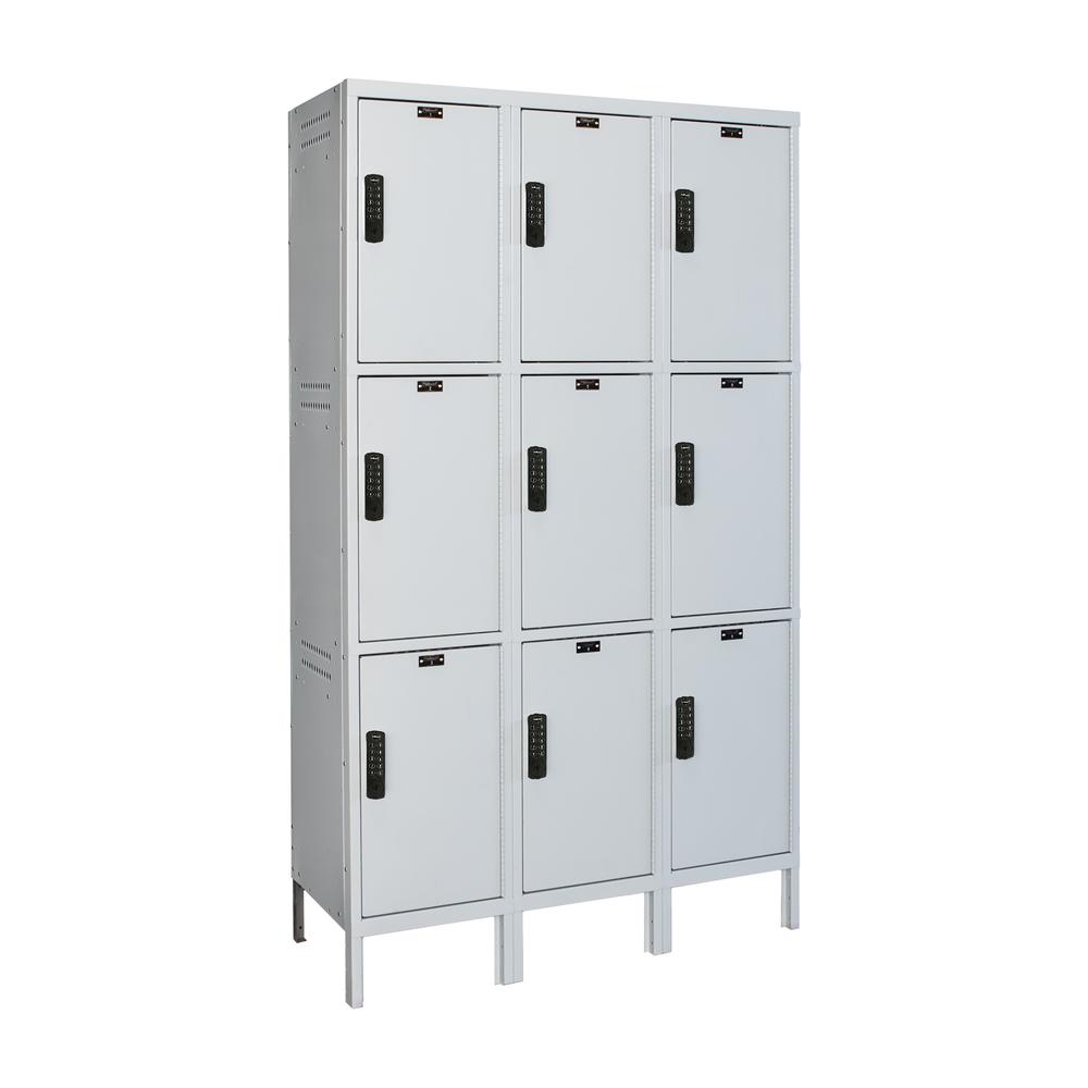 Hallowell Laptop/Backpack Locker, 711 Light Gray, 3-Tier, 3-Wide, Assembled. Picture 1