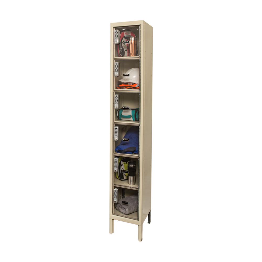 Hallowell DigiTech Safety-View Plus Locker, 729 Tan, 6-Tier, 1-Wide, Knock-Down. Picture 2