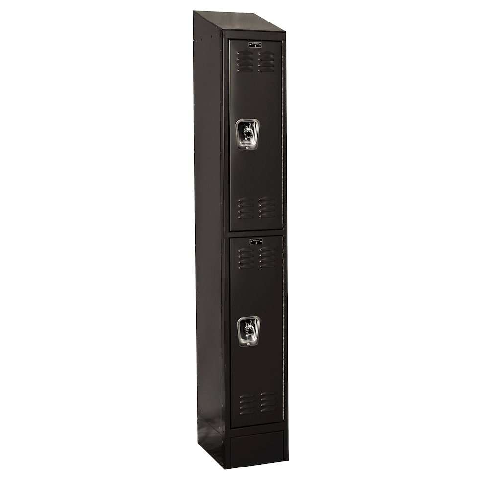 Hallowell ReadyBuilt II Locker, 708 Black, Double Tier, 1-Wide, Assembled. Picture 1