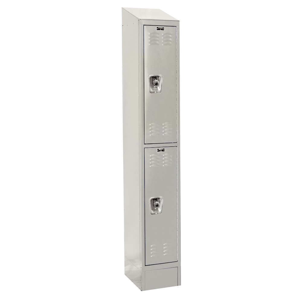 Hallowell ReadyBuilt II Locker, 711 Light Gray, Double Tier, 1-Wide, Assembled. Picture 1
