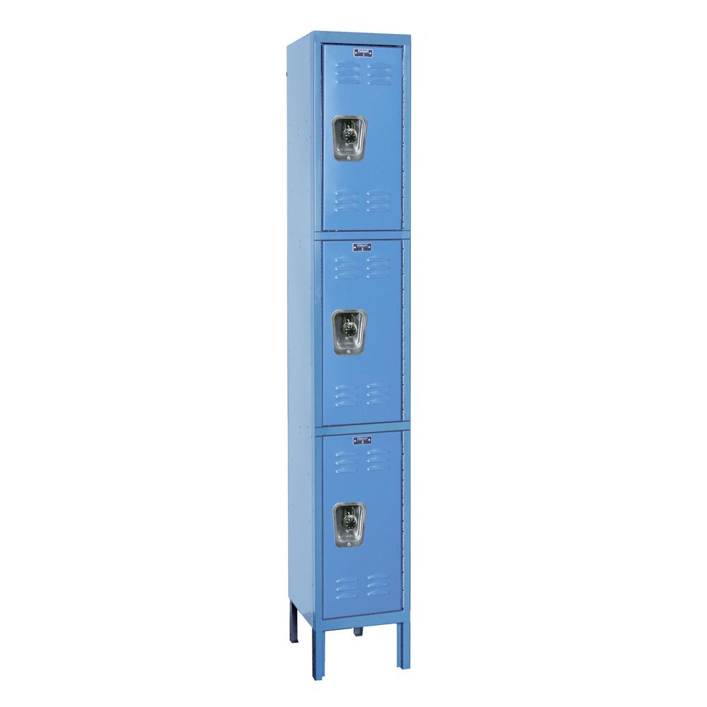 Hallowell ReadyBuilt Locker, 707 Marine Blue, Triple Tier, 1-Wide, Assembled. Picture 1