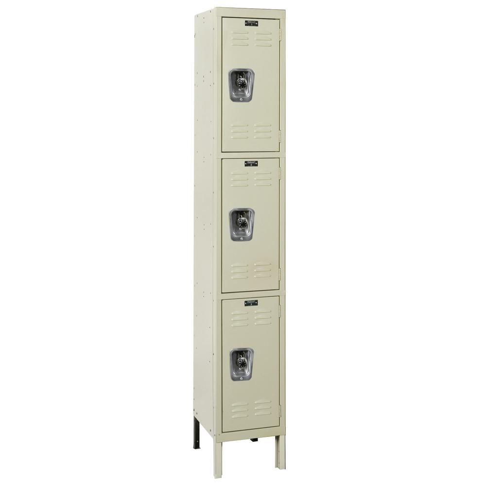 Hallowell ReadyBuilt Locker, 729 Tan, Triple Tier, 1-Wide, Assembled. Picture 1