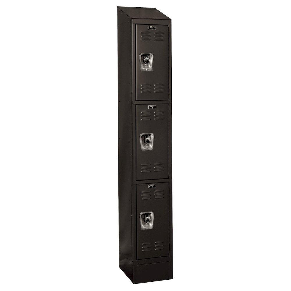 Hallowell ReadyBuilt II Locker, 708 Black, Triple Tier, 1-Wide, Assembled. Picture 1