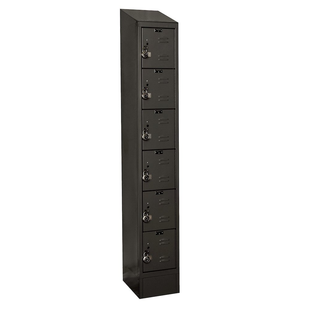 Hallowell ReadyBuilt II Locker, 708 Black, 6-Tier, 1-Wide, Assembled. Picture 1