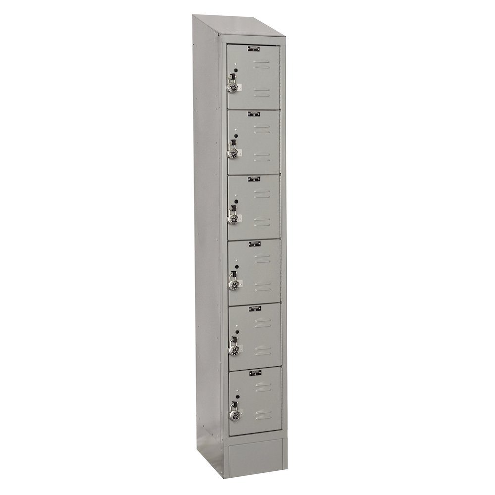 Hallowell ReadyBuilt II Locker, 711 Light Gray, 6-Tier, 1-Wide, Assembled. Picture 1