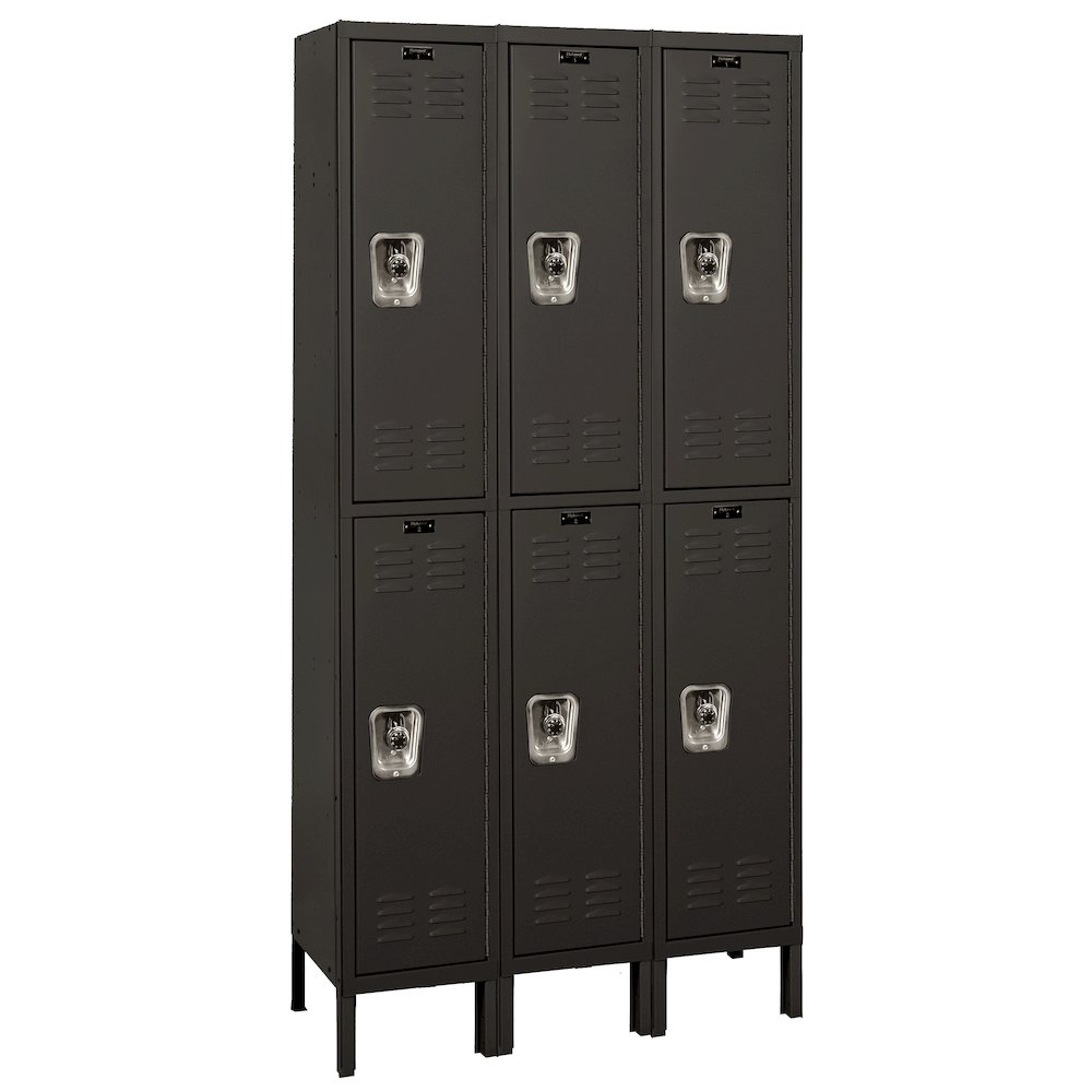 Hallowell ReadyBuilt Locker, 708 Black, Double Tier, 3-Wide, Assembled. Picture 1