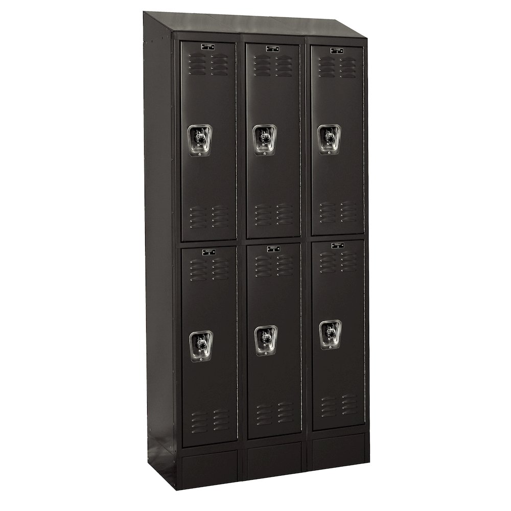 Hallowell ReadyBuilt II Locker, 708 Black, Double Tier, 3-Wide, Assembled. Picture 1