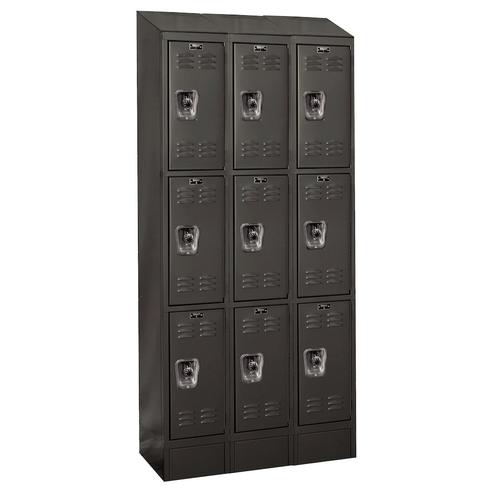 Hallowell ReadyBuilt II Locker, 708 Black, Triple Tier, 3-Wide, Assembled. Picture 1