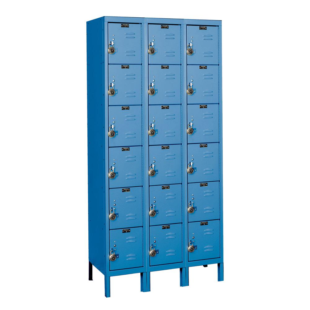 Hallowell ReadyBuilt Locker, 707 Marine Blue, 6-Tier, 3-Wide, Assembled. Picture 1