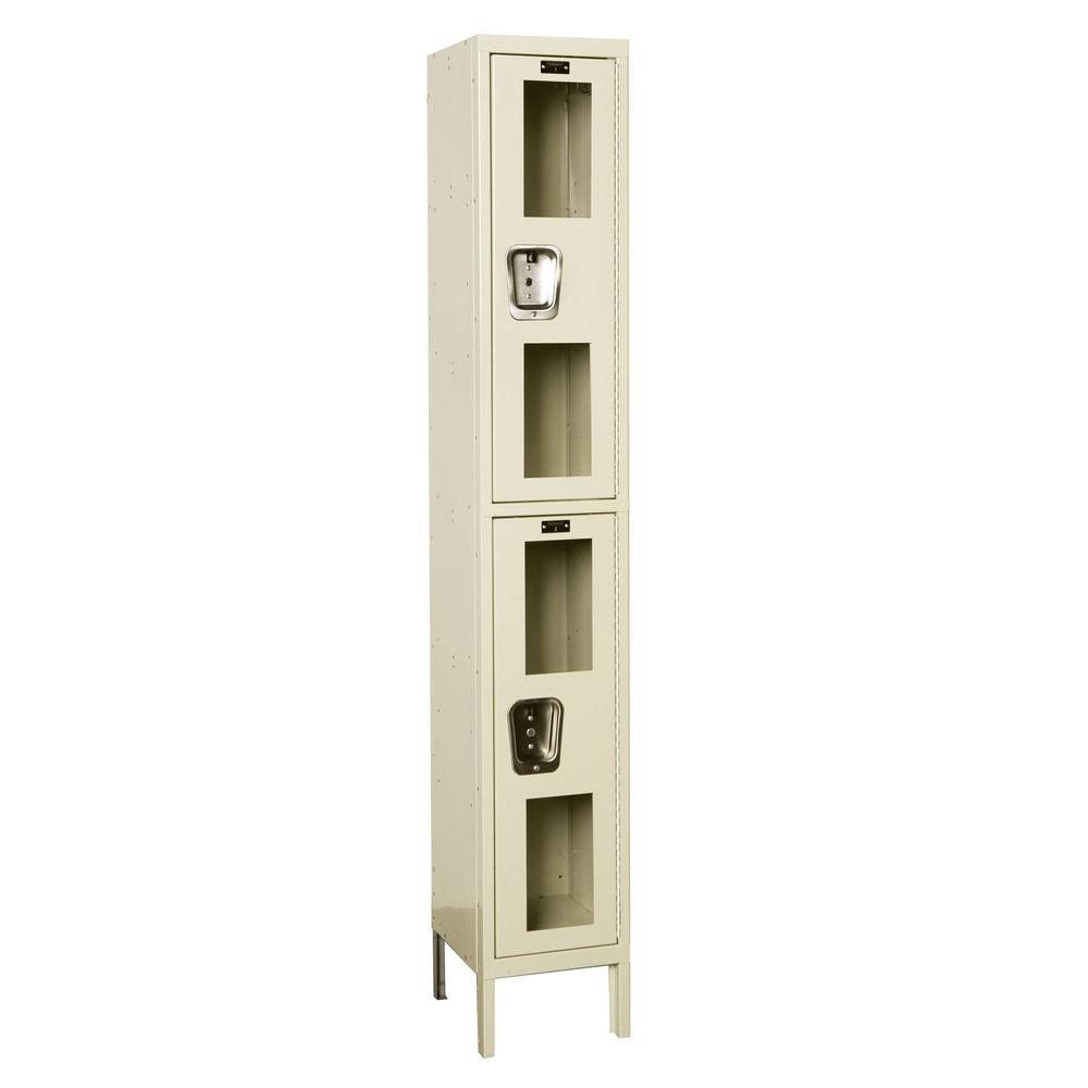 Hallowell Safety-View Locker, 729 Tan, Double Tier, 1-Wide, Knock-Down. Picture 1
