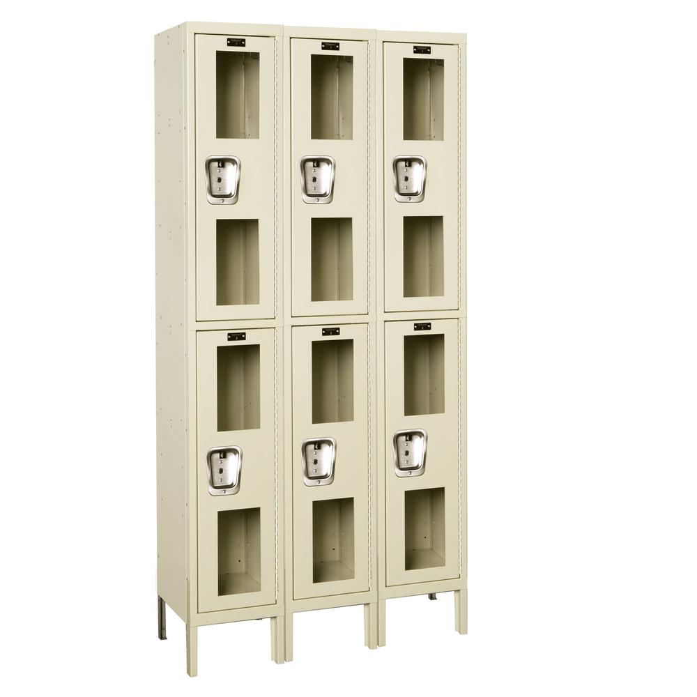 Hallowell Safety-View Locker, 729 Tan, Double Tier, 3-Wide, Knock-Down. Picture 1