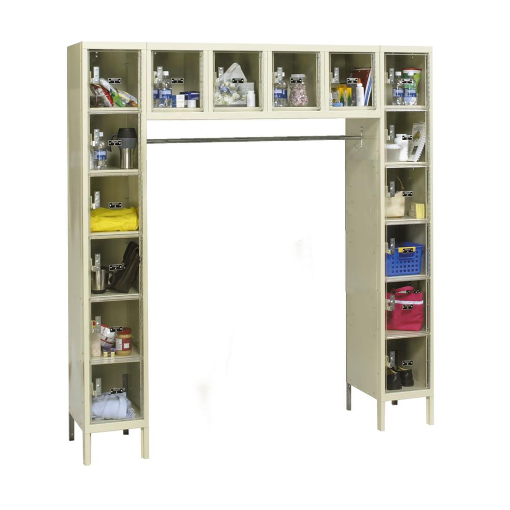 Hallowell Safety-View Plus Locker, 729 Tan, 16-Person, 1-Wide, Knock-Down. Picture 1