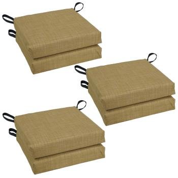 16-inch Spun Polyester Solid Outdoor Square Chair Cushions (Set of 6). Picture 4
