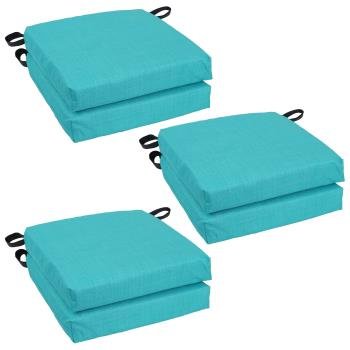 16-inch Spun Polyester Solid Outdoor Square Chair Cushions (Set of 6). Picture 4