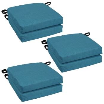 16-inch Spun Polyester Solid Outdoor Square Chair Cushions (Set of 6). Picture 4