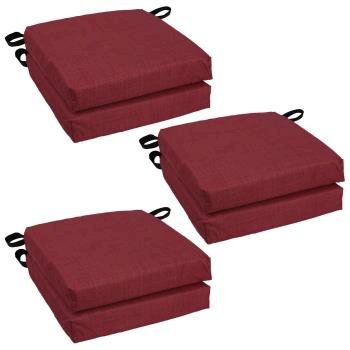 16-inch Spun Polyester Solid Outdoor Square Chair Cushions (Set of 6). Picture 4