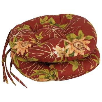 16-inch Spun Polyester Patterned Outdoor Round Tufted Chair Cushions (Set of 2). Picture 4