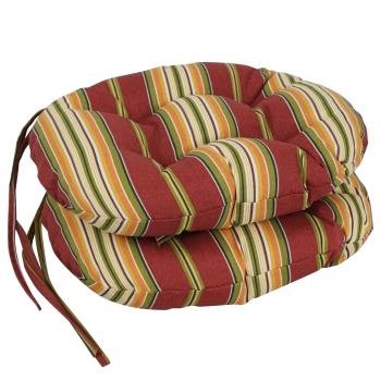 16-inch Spun Polyester Patterned Outdoor Round Tufted Chair Cushions (Set of 2). Picture 4