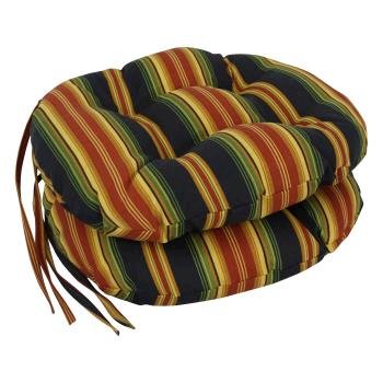 16-inch Spun Polyester Patterned Outdoor Round Tufted Chair Cushions (Set of 2). Picture 3