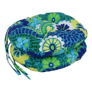 16-inch Spun Polyester Patterned Outdoor Round Tufted Chair Cushions (Set of 2). Picture 4
