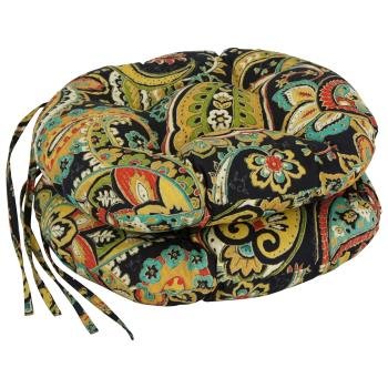 16-inch Spun Polyester Patterned Outdoor Round Tufted Chair Cushions (Set of 2). Picture 4