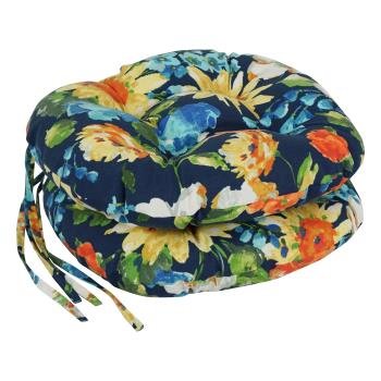16-inch Spun Polyester Patterned Outdoor Round Tufted Chair Cushions (Set of 2). Picture 4