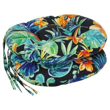 16-inch Spun Polyester Patterned Outdoor Round Tufted Chair Cushions (Set of 2). Picture 3