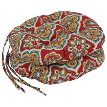 16-inch Spun Polyester Patterned Outdoor Round Tufted Chair Cushions (Set of 2). Picture 4